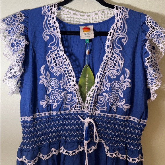 Farm Rio Blue Romantic Richelieu Maxi Dress - Picture 12 of 15